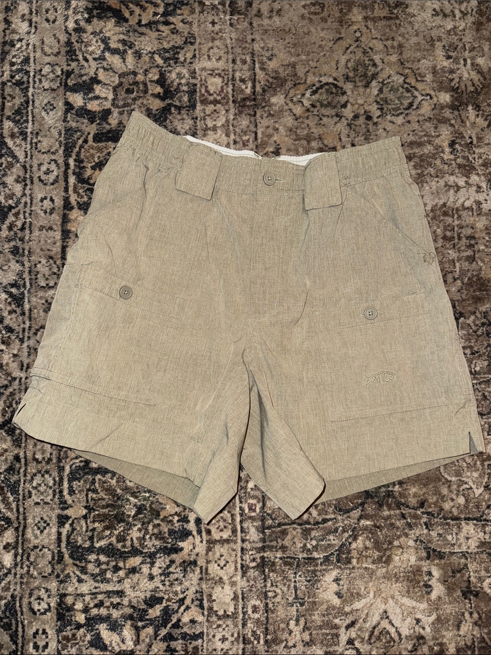 AFTCO Men's Tan Cargo Shorts with Utility Pockets Size 30